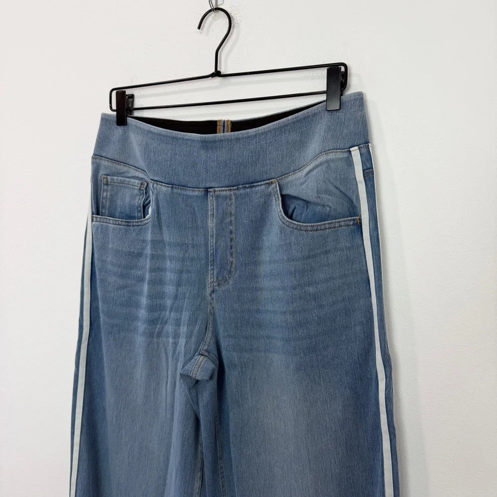 NWOT Halara Flex High Waisted Stripe Wide Leg Flowy Washed Casual Jeans Pockets - Picture 4 of 7